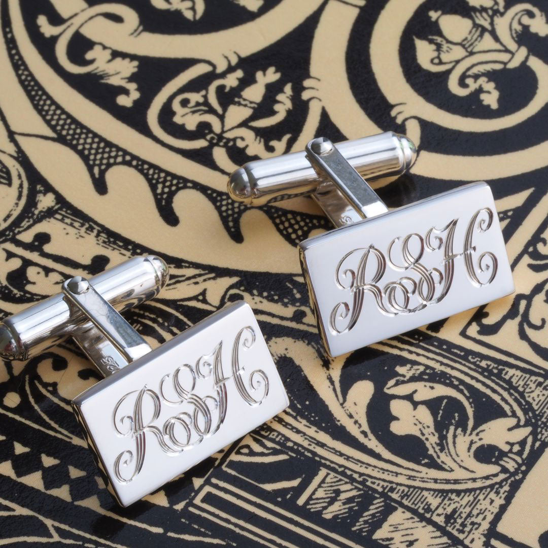 Initial Silver Cufflinks Love Heart Range Personalised Design handmade and laser engraved newest in the UK