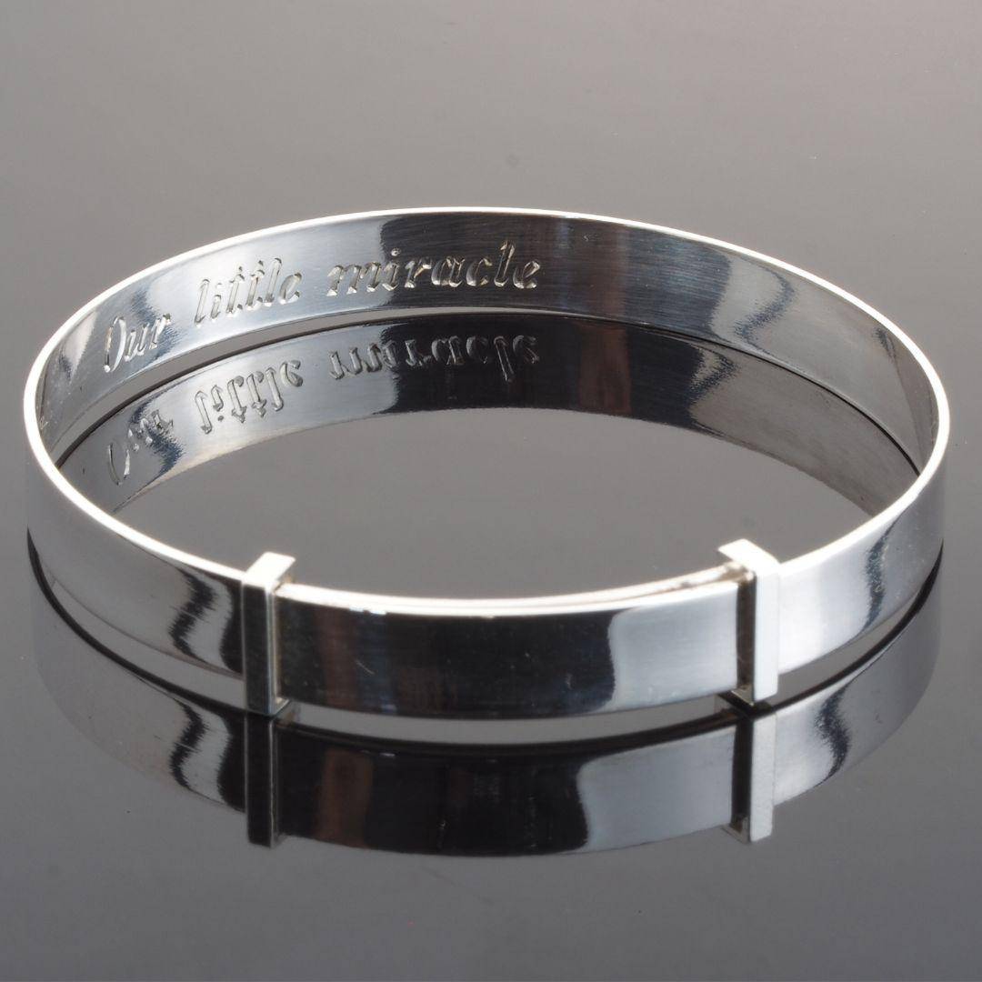 Engraved Sterling Silver Plain 6mm Expanding Baby Bangle