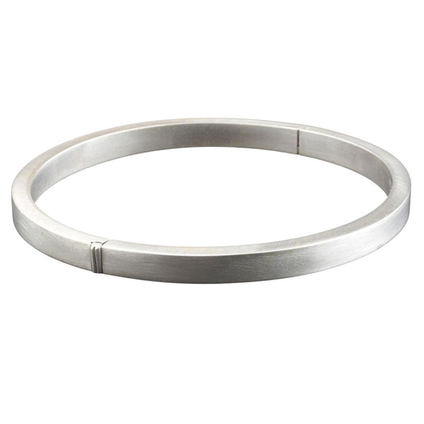 Engraved 5mm Satin Silver Square Edge Bangle