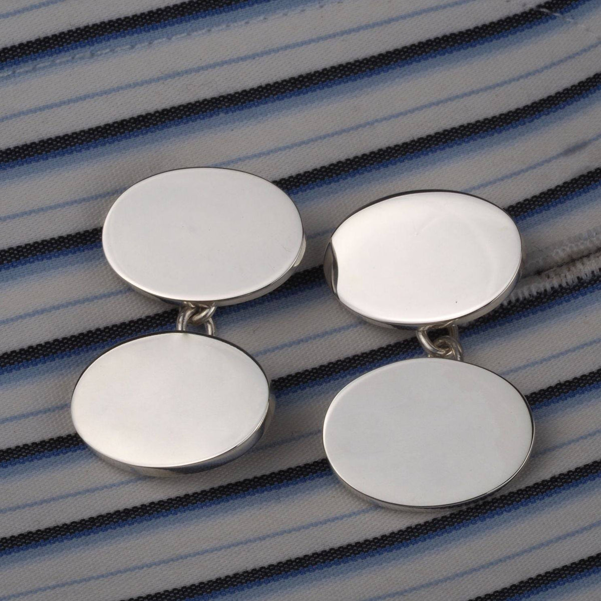 Men Chain Cufflink Men's Solid Silver Cufflinks - Engraved Initials