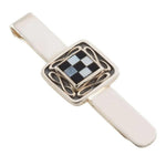 sterling silver onyx and mother of pearl celtic knot tie slide