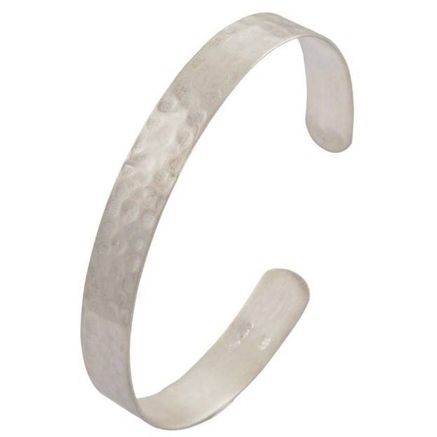 9mm Ladies Sterling Silver Matt Hammered Cuff Bangle