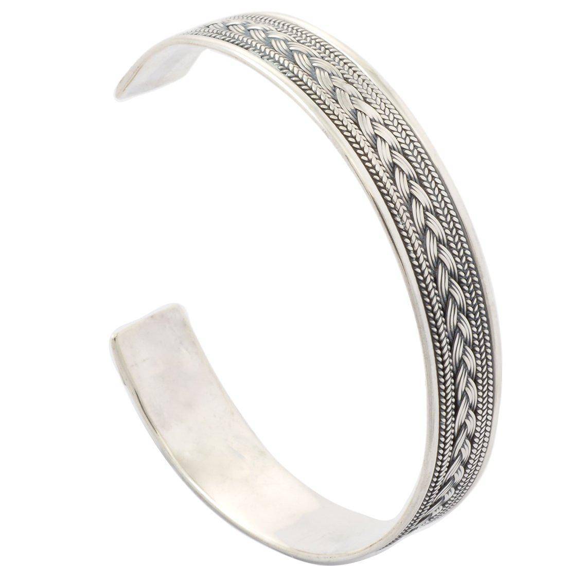 Mens silver cuff bracelets on sale engraved